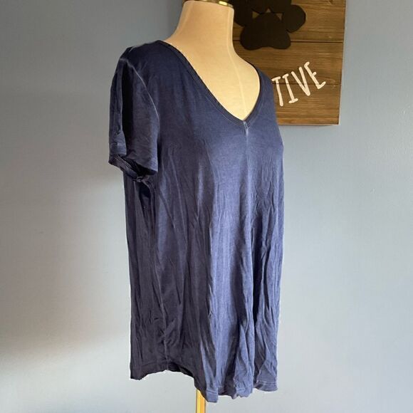 Cable & Gauge Blue V-Neck Burnout Relax Short Sleeve Tee T-Shirt- L - Picture 6 of 7